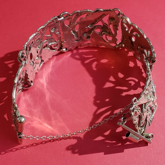 Vintage Antique 925 Dragon Hinged Bracelet - Picture 6 of 7